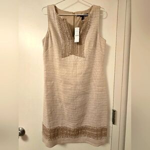 NWT White House Black Market Beige‎ Sleeveless Suit Dress